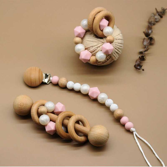 Dummy Pacifier Clip Baby Teething Bracelet Set