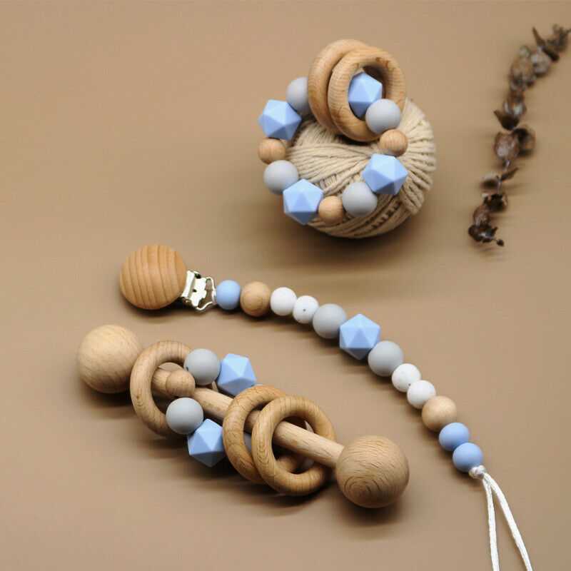 Dummy Pacifier Clip Baby Teething Bracelet Set