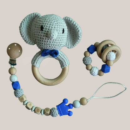 Crochet Elephant Toys Rattle Set
