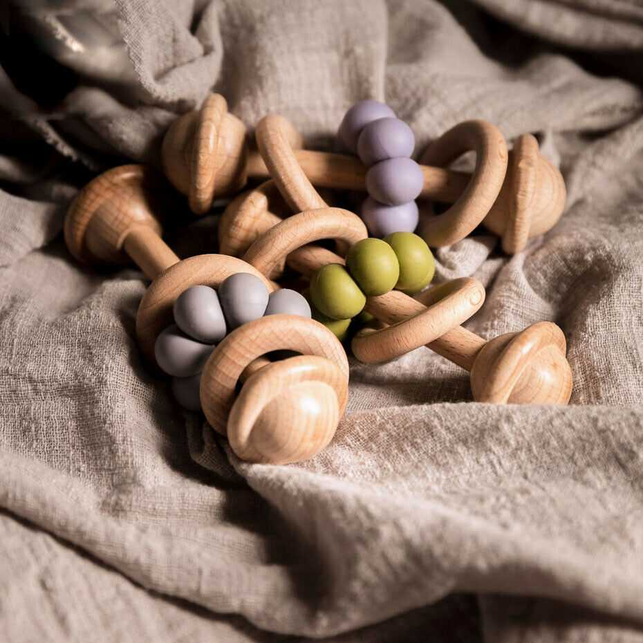Baby Sensory  Beech Wooden Rattles
