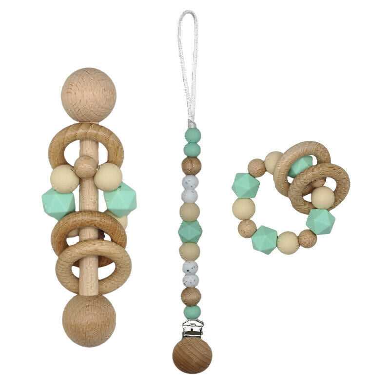Dummy Pacifier Clip Baby Teething Bracelet Set