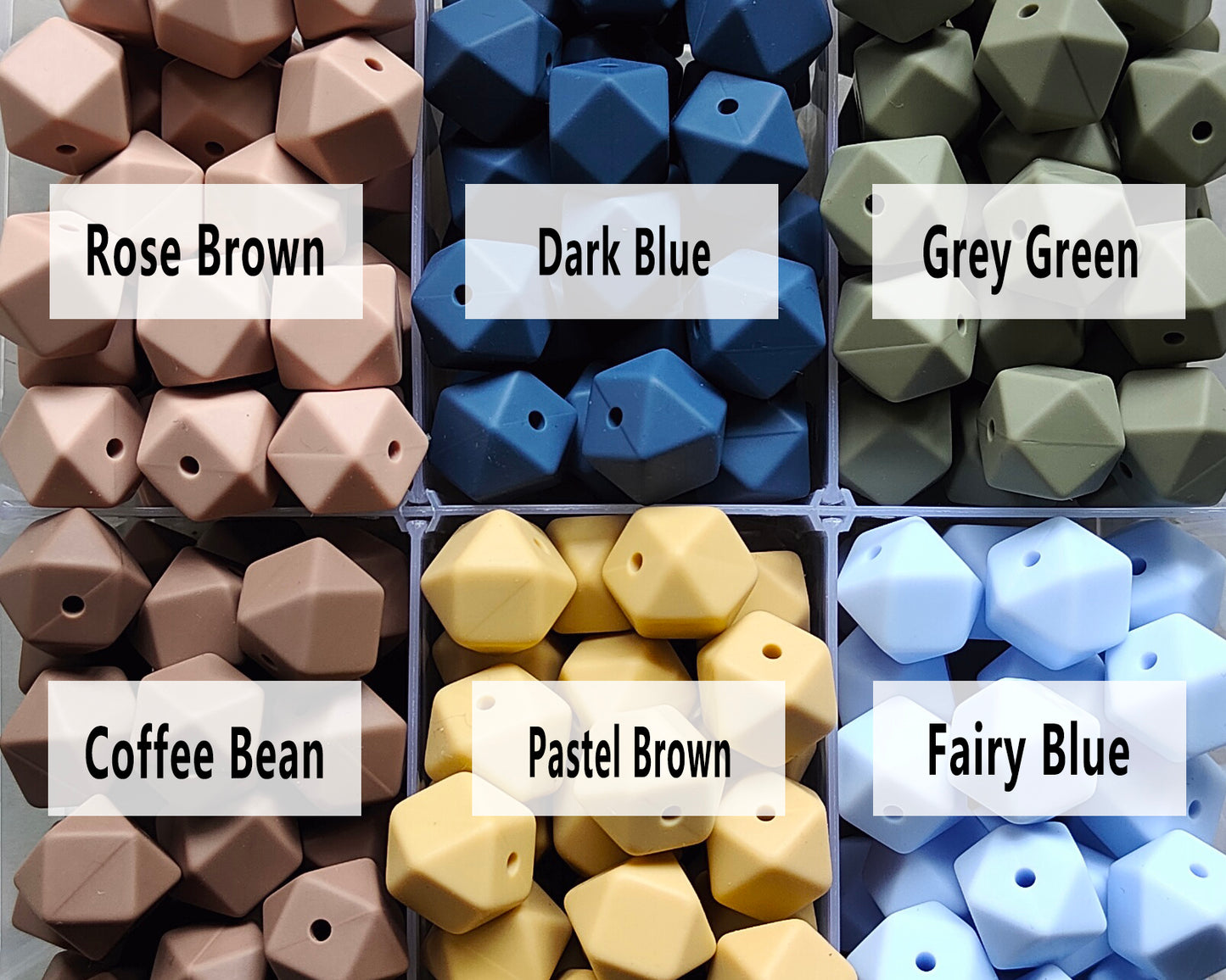 14/17mm Hexagon Silicone Beads #99 - #119
