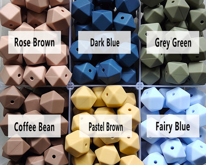 14/17mm Hexagon Silicone Beads #99 - #119