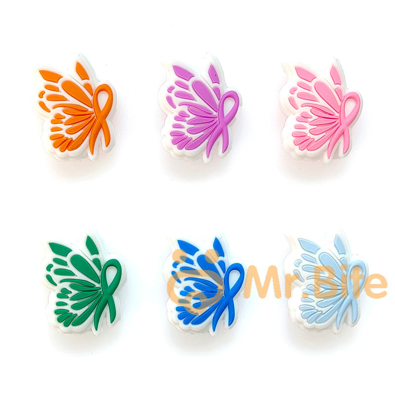 5-50Pcs Butterfly Ribbon Breast Cancer Awareness Focal
