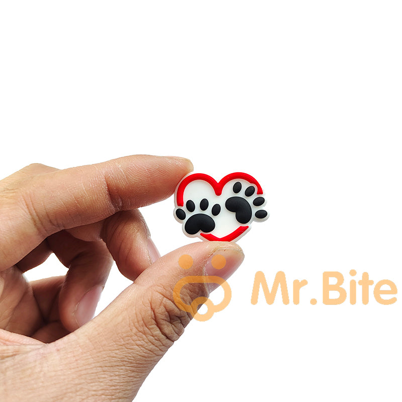 Love Dog Paw Heart Beads