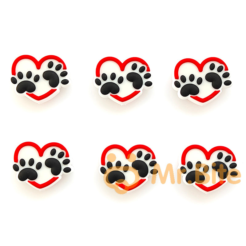 Love Dog Paw Heart Beads