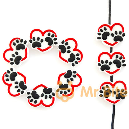Love Dog Paw Heart Beads