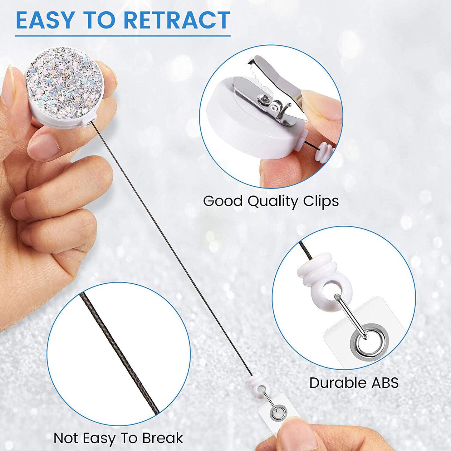 Glitter Retractable Badge Reel