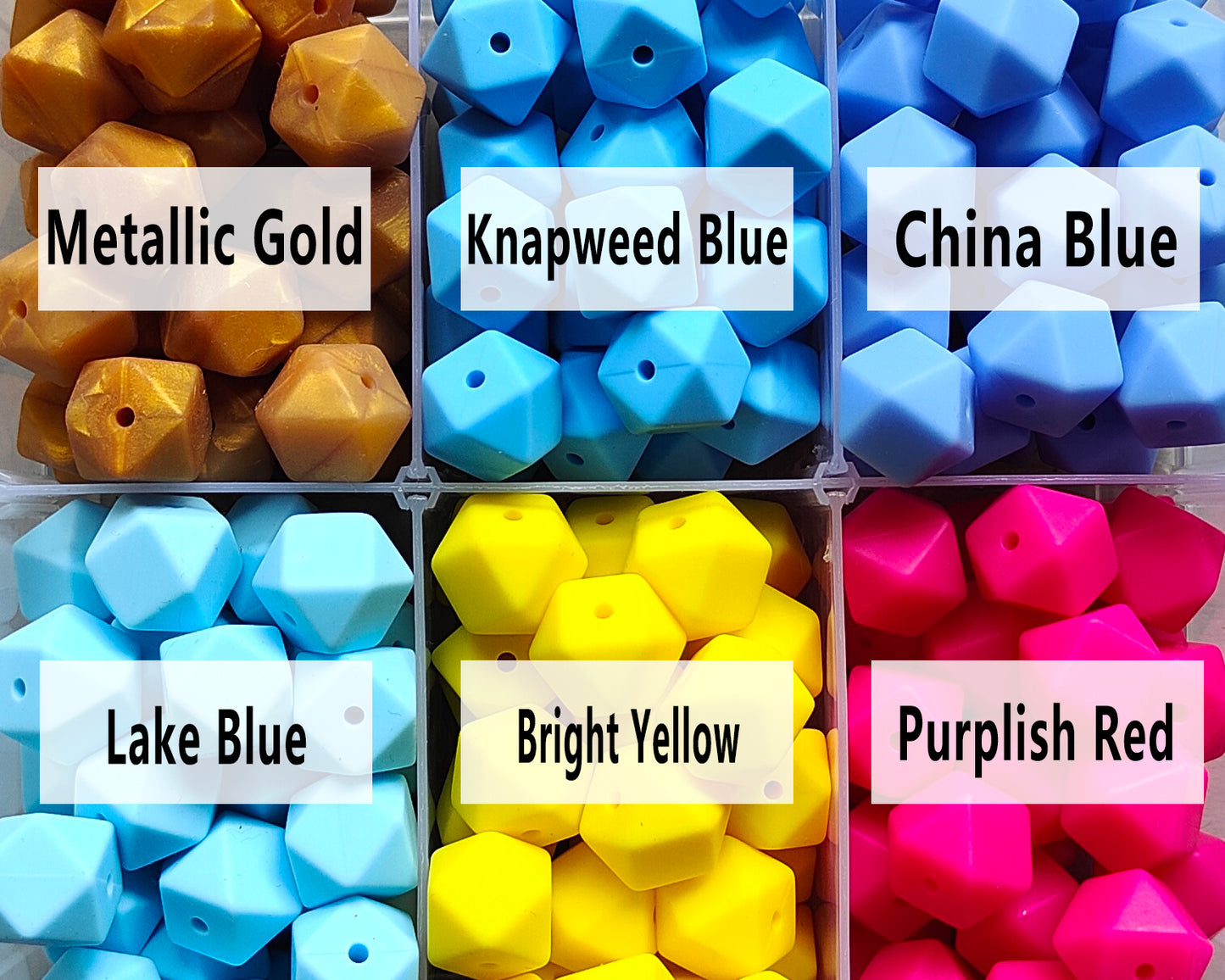 14/17mm Hexagon Silicone Beads #1 - #24