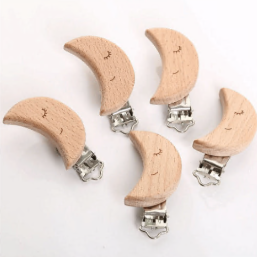Engraved  Wooden Animal Pacifier Clip