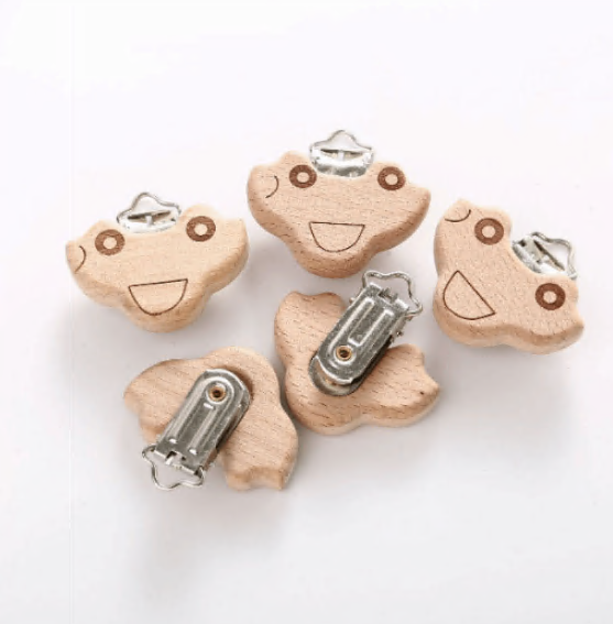 Engraved  Wooden Animal Pacifier Clip