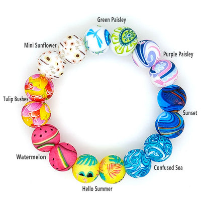 15mm New Round Print Silicone Beads