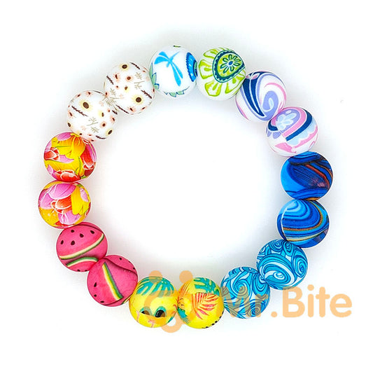15mm New Round Print Silicone Beads
