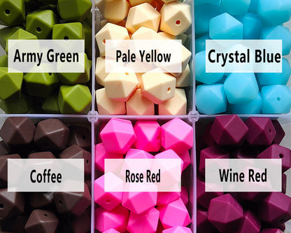 14/17mm Hexagon Silicone Beads #1 - #24