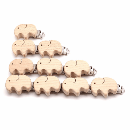 Elephant Beech Wooden Pacifier Clip