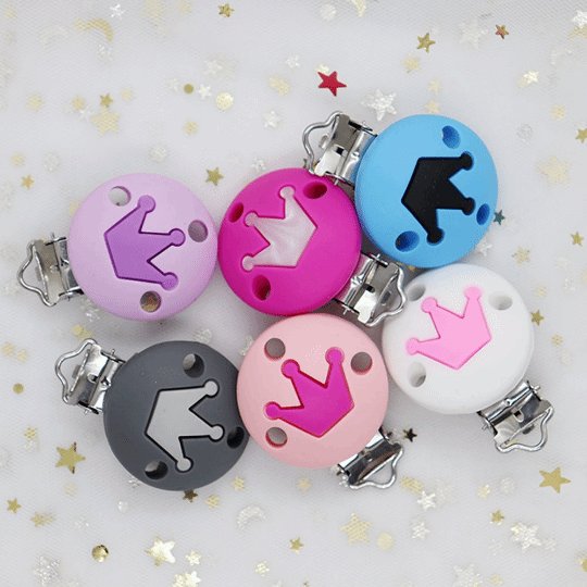 Crown Silicone Pacifier Clips