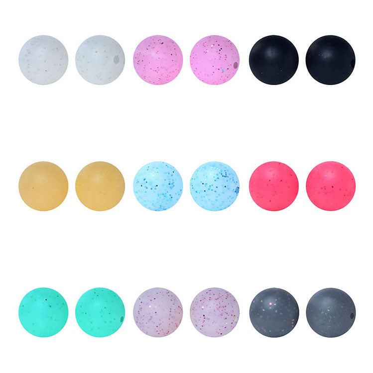 15mm Round Glitter Silicone Beads