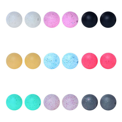 15mm Round Glitter Silicone Beads
