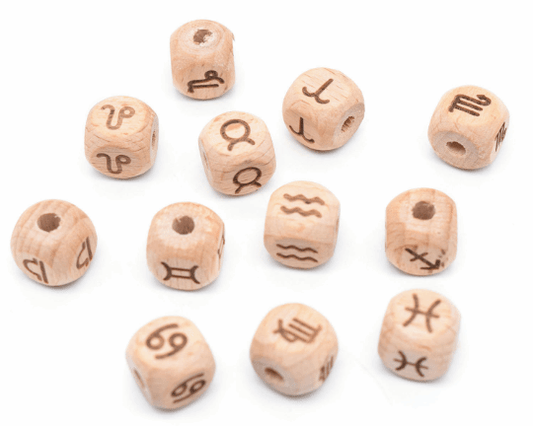 500Pcs Beech Zodiac Beads - 12mm