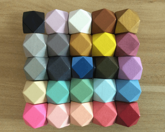 20MM Hexagon Painted Wooden Beads