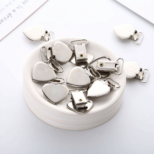 Love Heart Metal Pacifier Clips