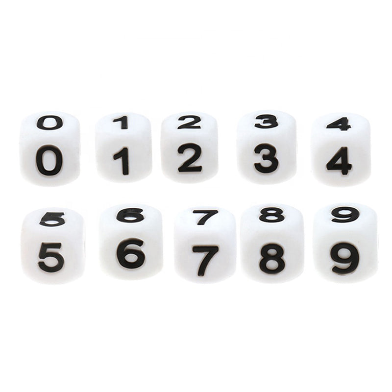 Cube Figure/Number Silicone Beads 12*12mm