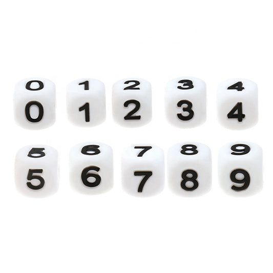 Cube Figure/Number Silicone Beads 12*12mm