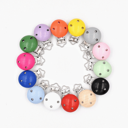 3 Holes Wooden Painted Pacifier Clip