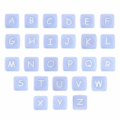 Letter Blue Silicone Beads /12*12mm