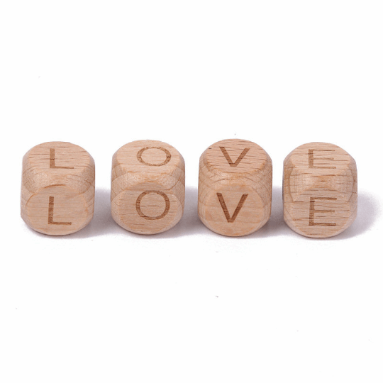 12mm Letter Beads - Beech