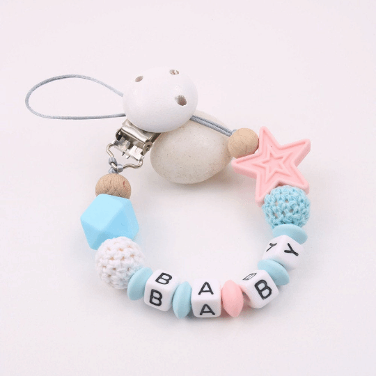 Personalized Name - Star Pacifier Chain Clip