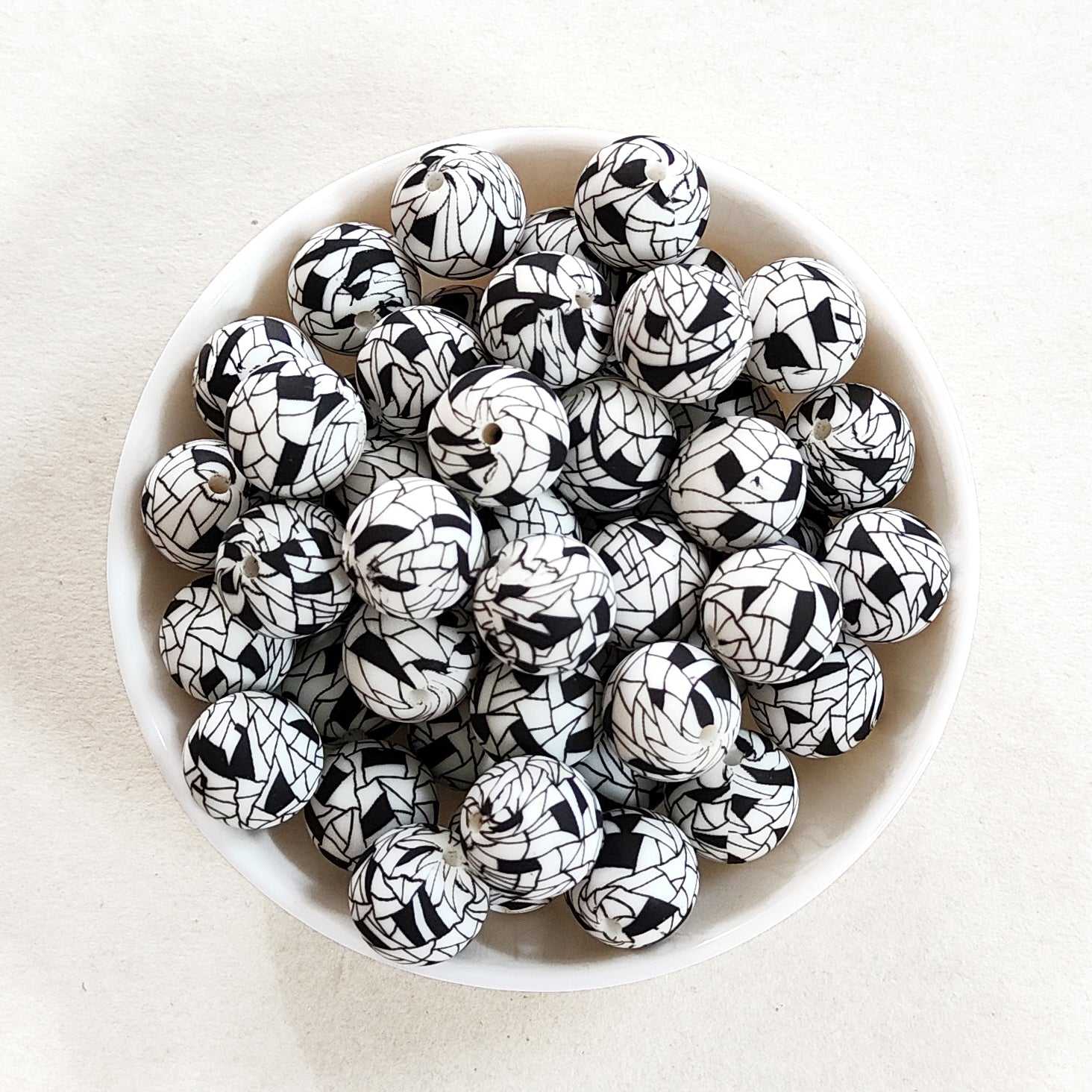 12/15mm Print Silicone Beads - Round - #23