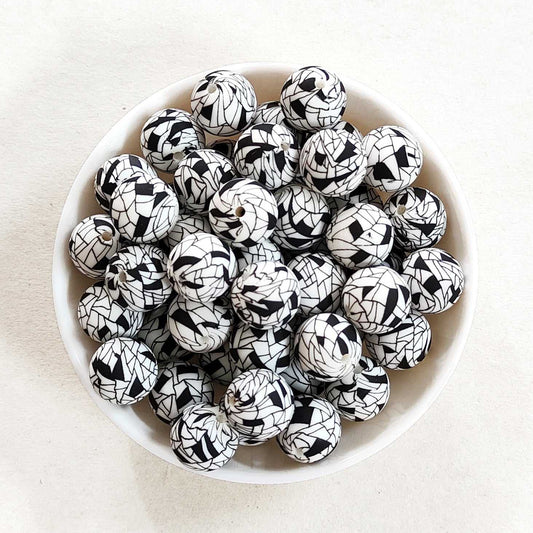 12/15mm Print Silicone Beads - Round - #23