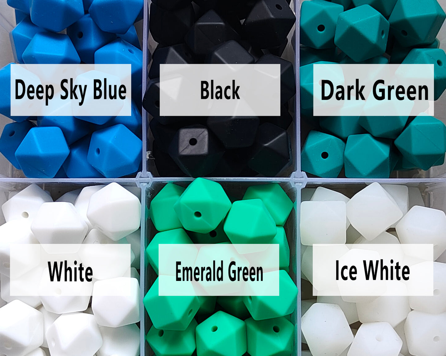 14/17mm Hexagon Silicone Beads #26 - #50