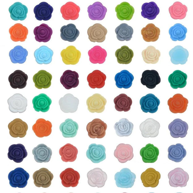 50Pcs/Lots Mini Double-Faced Rose Flower Silicone Beads - 20mm