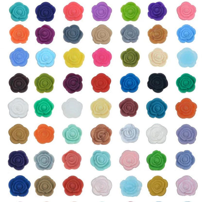 50Pcs/Lots Mini Double-Faced Rose Flower Silicone Beads - 20mm