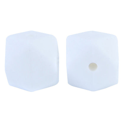 14/17mm - White Silicone Beads - Hexagon - #29