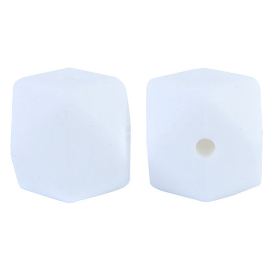 14/17mm - White Silicone Beads - Hexagon - #29