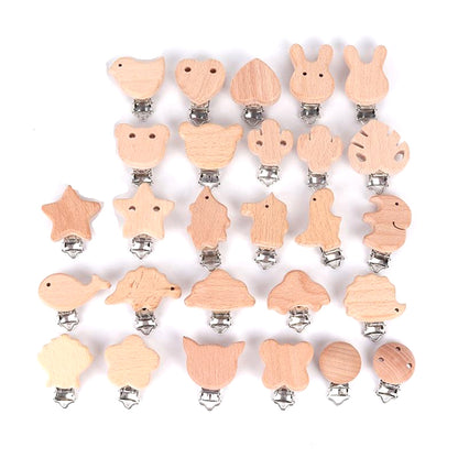 Wooden Animal Pacifier Clip