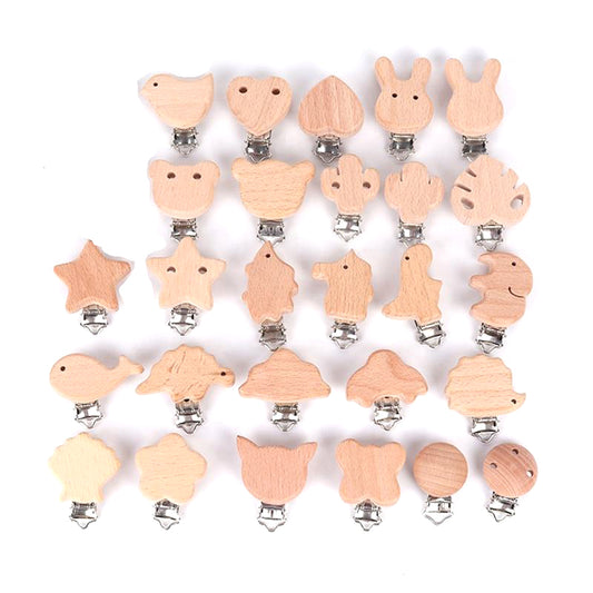 Wooden Animal Pacifier Clip