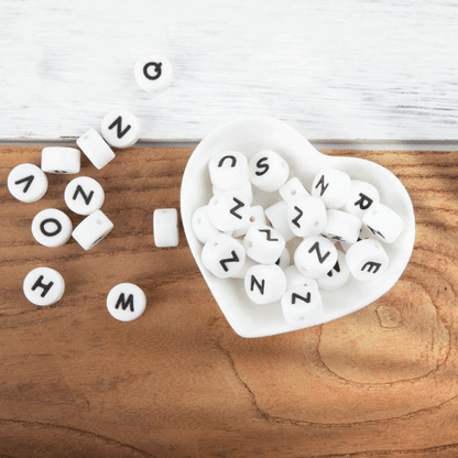 Flat Round Silicone Letter Beads 13mm