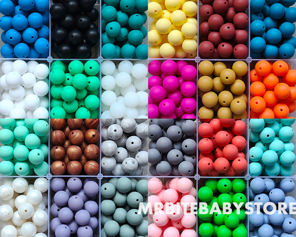 12/15mm Round Silicone Beads #26 - #49