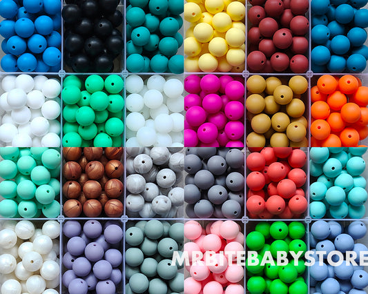 12/15mm Round Silicone Beads #26 - #49