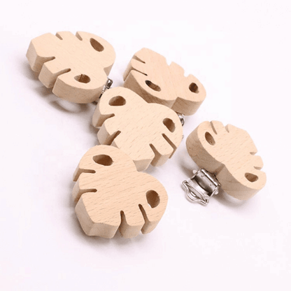 Beech Pacifier Clip - Monstera