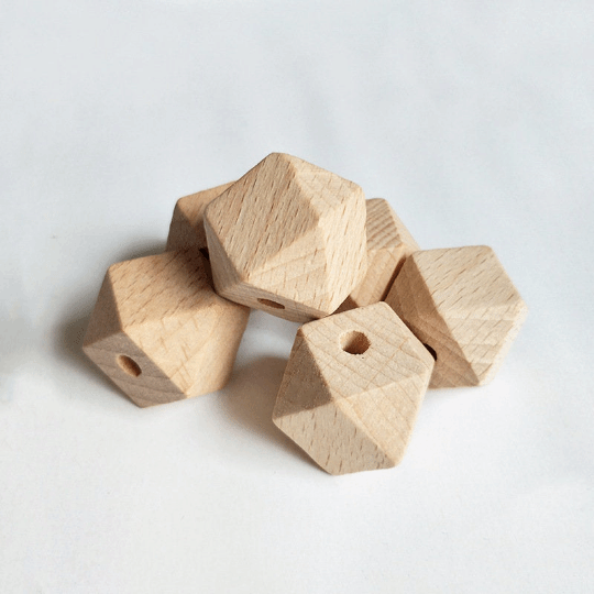 Custom Logo 18mm Beech Hexagon Beads