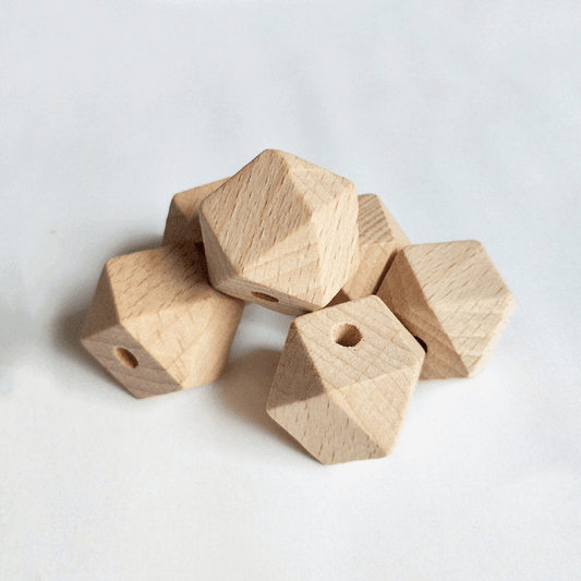 Custom Logo 18mm Beech Hexagon Beads
