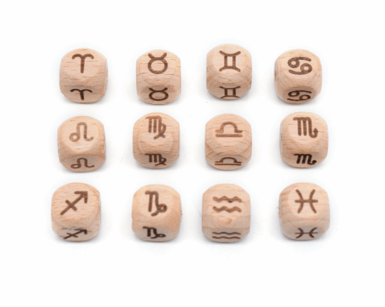 500Pcs Beech Zodiac Beads - 12mm