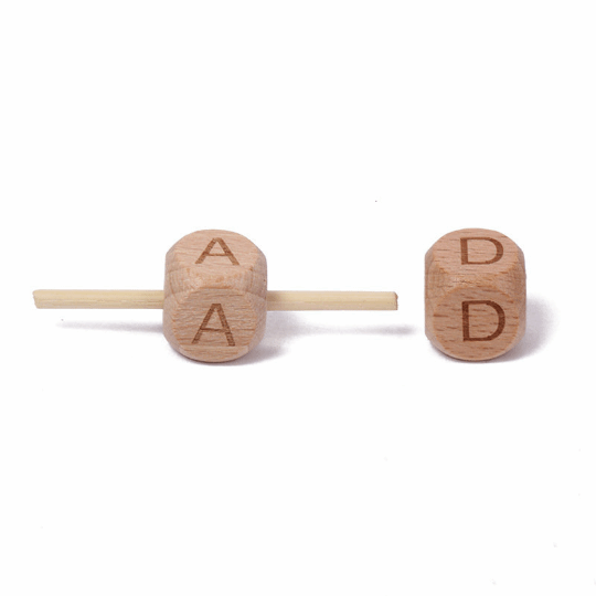 12mm Letter Beads - Beech