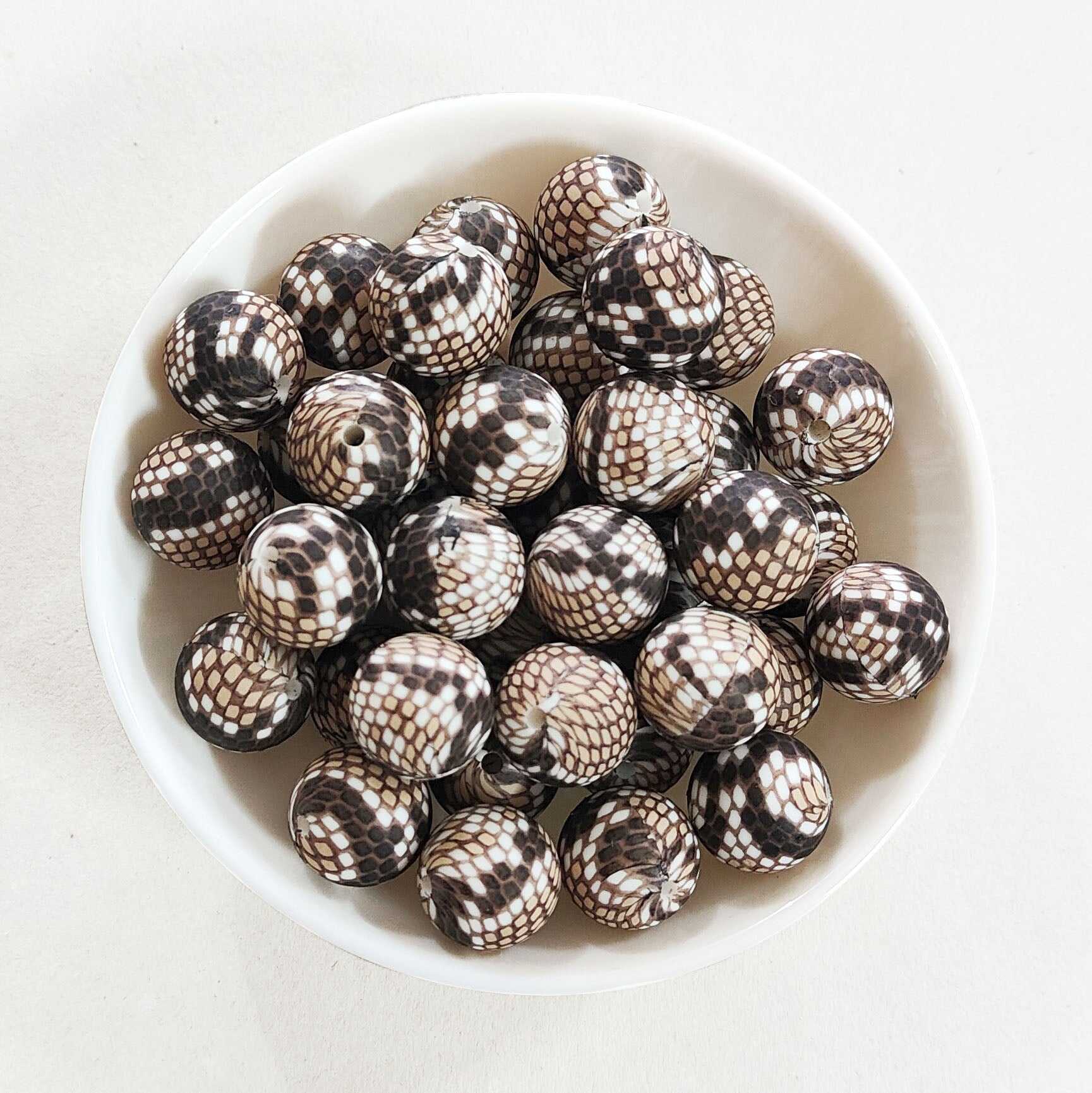12/15mm Snakeskin Print Silicone Beads - Round - #31