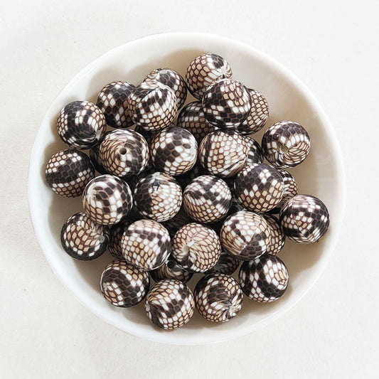 12/15mm Snakeskin Print Silicone Beads - Round - #31